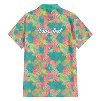 Seamless Hawaiian Quilt Pattern Family Matching Off Shoulder Short Dress and Hawaiian Shirt Hawaii Culture Palm Leaf Tropical - Polynesian Pride