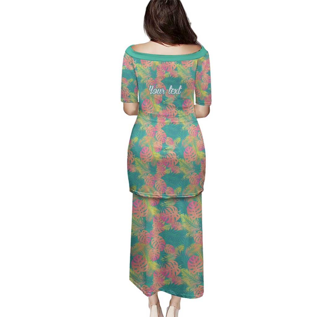 Seamless Hawaiian Quilt Pattern Family Matching Puletasi and Hawaiian Shirt Hawaii Culture Palm Leaf Tropical - Polynesian Pride