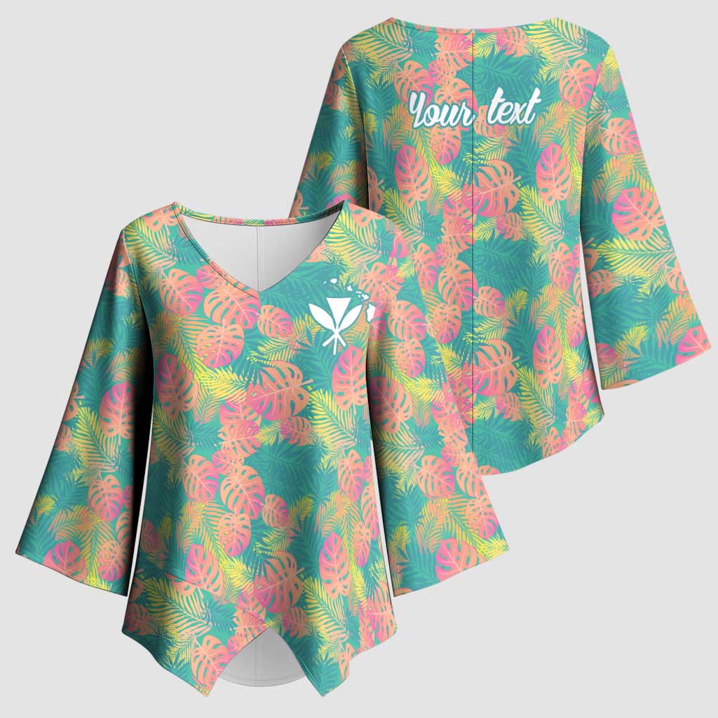 Seamless Hawaiian Quilt Pattern Kimono Sleeve Blouse Hawaii Culture Palm Leaf Tropical - Polynesian Pride
