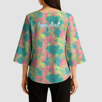 Seamless Hawaiian Quilt Pattern Kimono Sleeve Blouse Hawaii Culture Palm Leaf Tropical - Polynesian Pride