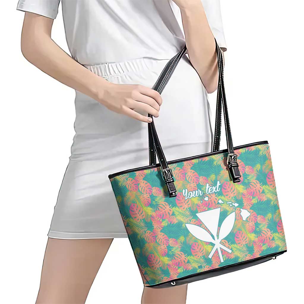 Seamless Hawaiian Quilt Pattern Leather Tote Bag Hawaii Culture Palm Leaf Tropical - Polynesian Pride