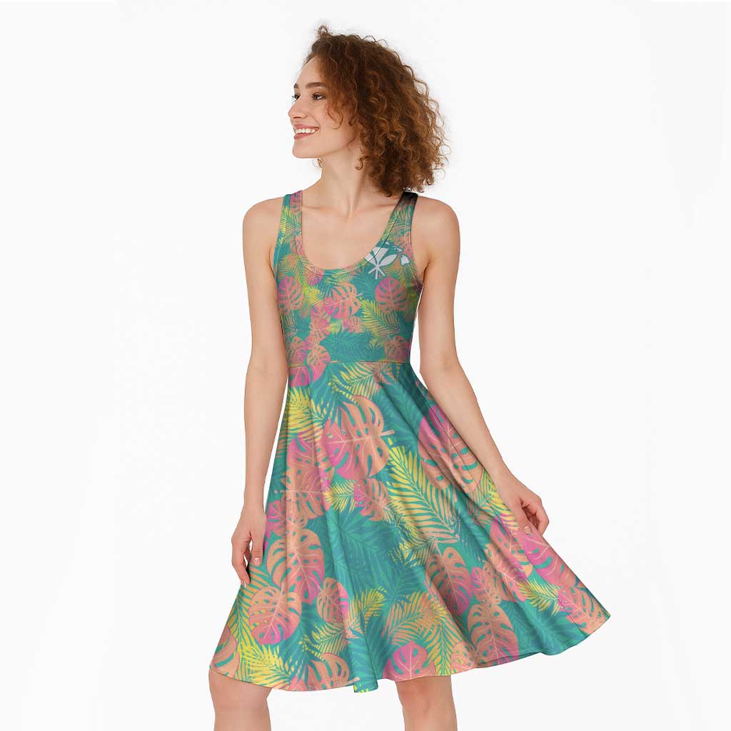 Seamless Hawaiian Quilt Pattern Midi Dress Hawaii Culture Palm Leaf Tropical - Polynesian Pride