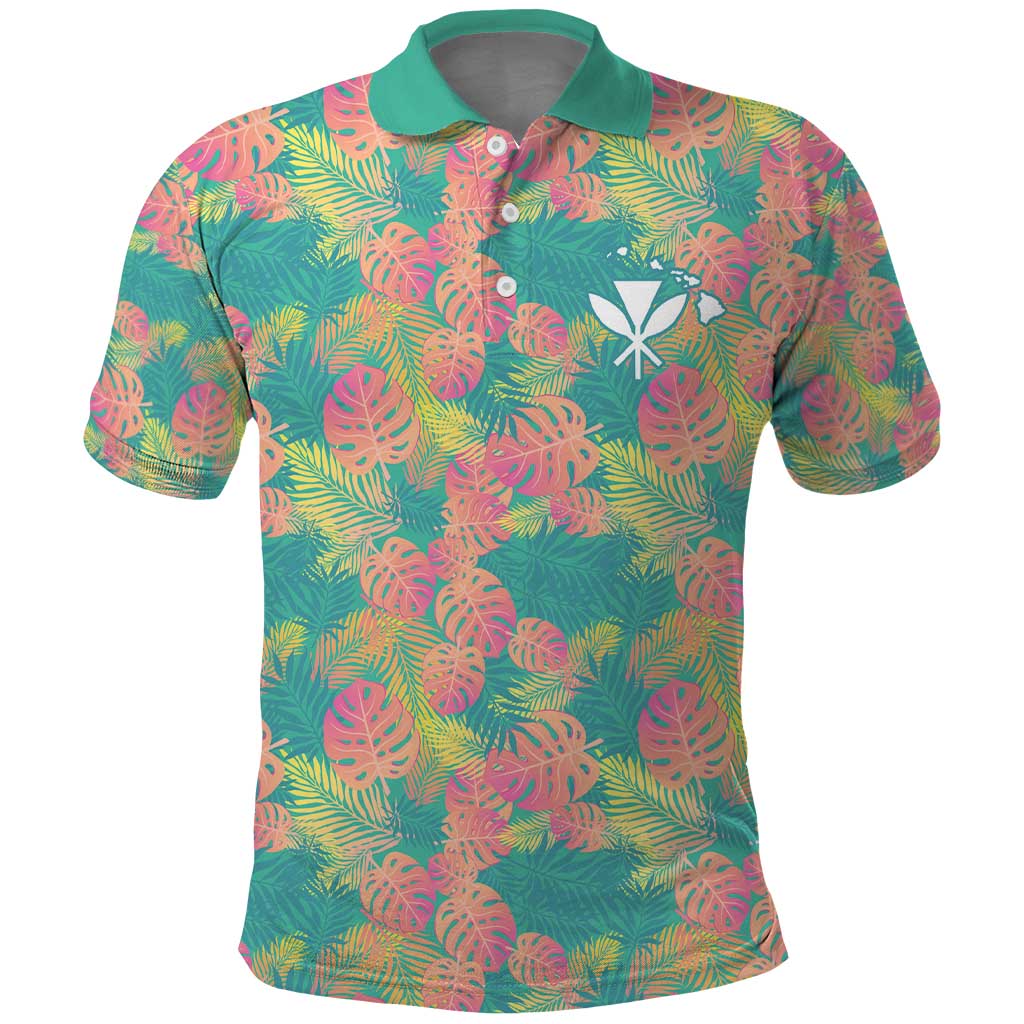 Seamless Hawaiian Quilt Pattern Polo Shirt Hawaii Culture Palm Leaf Tropical - Polynesian Pride