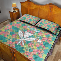 Seamless Hawaiian Quilt Pattern Quilt Bed Set Hawaii Culture Palm Leaf Tropical - Polynesian Pride