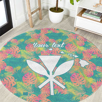 Seamless Hawaiian Quilt Pattern Round Carpet Hawaii Culture Palm Leaf Tropical - Polynesian Pride