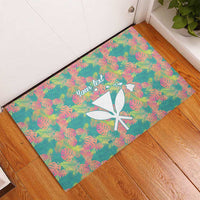 Seamless Hawaiian Quilt Pattern Rubber Doormat Hawaii Culture Palm Leaf Tropical - Polynesian Pride
