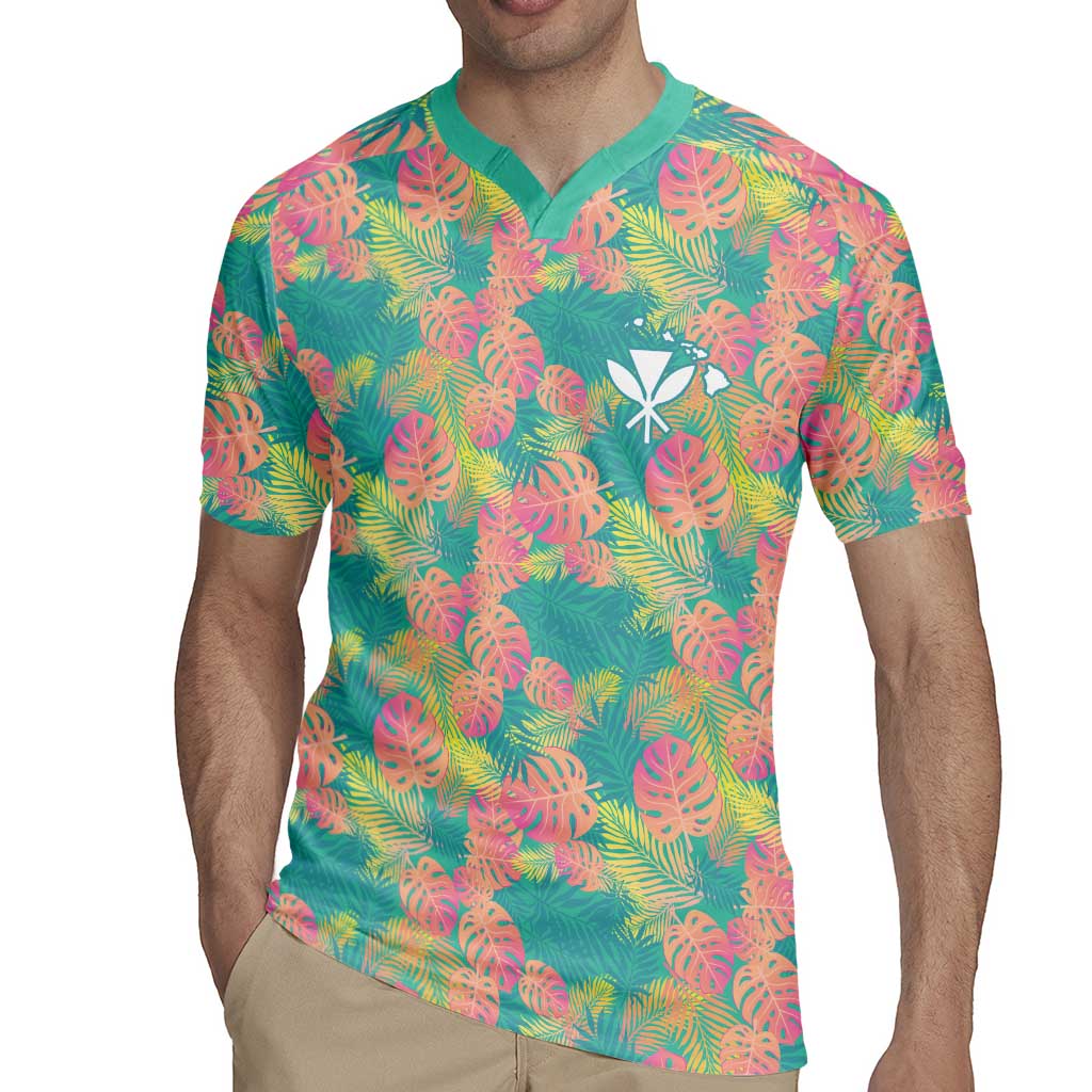 Seamless Hawaiian Quilt Pattern Rugby Jersey Hawaii Culture Palm Leaf Tropical - Polynesian Pride