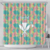Seamless Hawaiian Quilt Pattern Shower Curtain Hawaii Culture Palm Leaf Tropical - Polynesian Pride