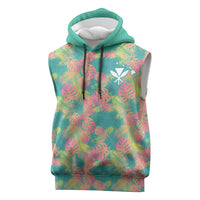 Seamless Hawaiian Quilt Pattern Sleeveless Hoodie Hawaii Culture Palm Leaf Tropical - Polynesian Pride