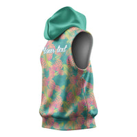 Seamless Hawaiian Quilt Pattern Sleeveless Hoodie Hawaii Culture Palm Leaf Tropical - Polynesian Pride