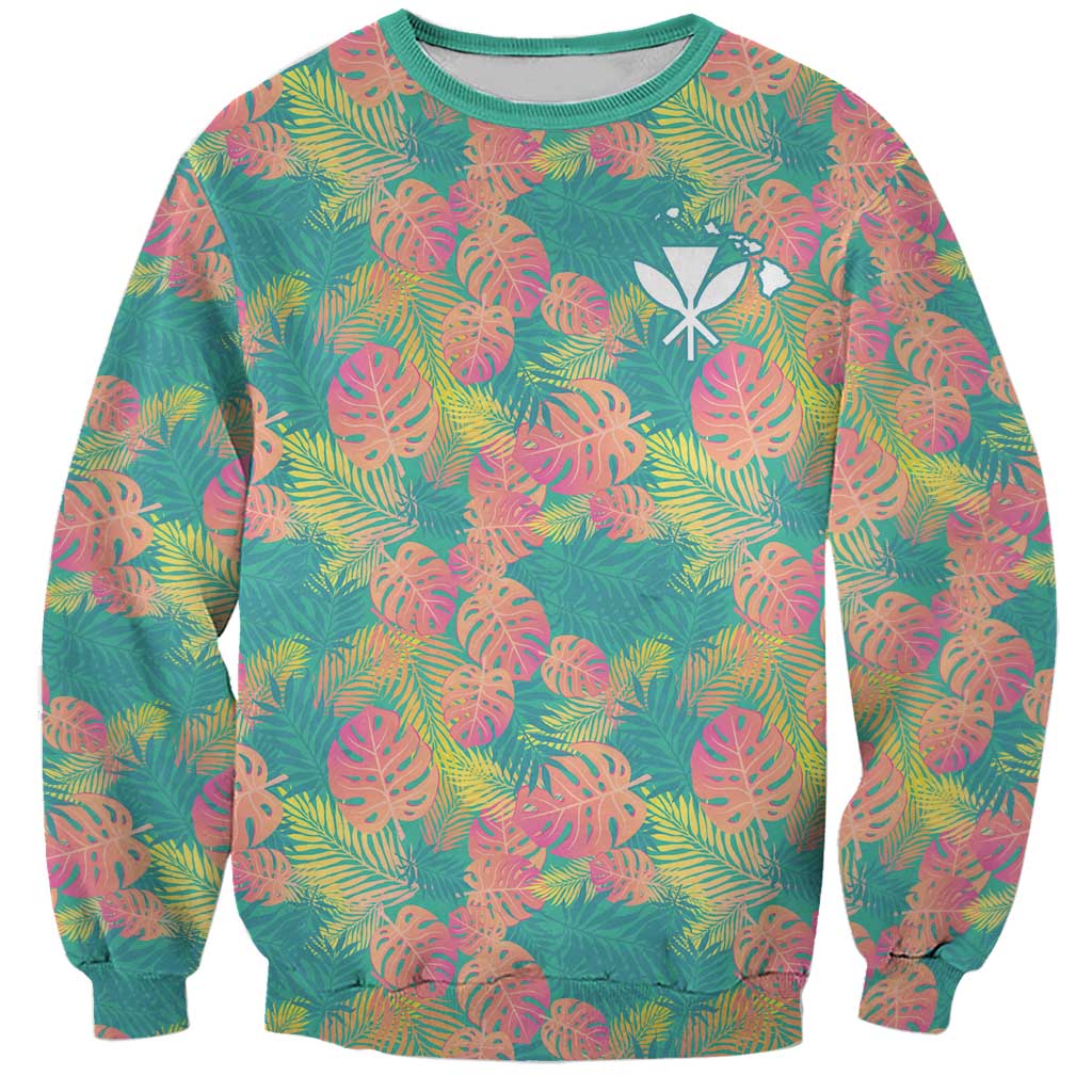 Seamless Hawaiian Quilt Pattern Sweatshirt Hawaii Culture Palm Leaf Tropical - Polynesian Pride