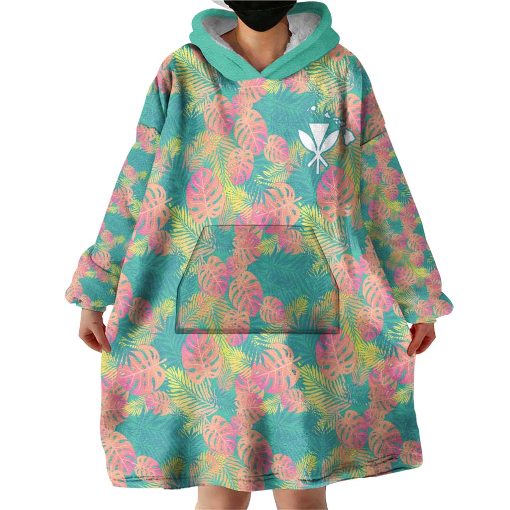 Seamless Hawaiian Quilt Pattern Wearable Blanket Hoodie Hawaii Culture Palm Leaf Tropical - Polynesian Pride