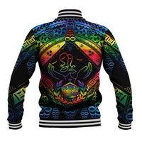 Tonga LGBT Baseball Jacket Love Is Love Ngatu Rainbow Water Color LT9 - Polynesian Pride