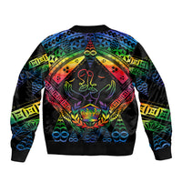 Tonga LGBT Bomber Jacket Love Is Love Ngatu Rainbow Water Color LT9 - Polynesian Pride