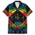 Tonga LGBT Family Matching Off Shoulder Short Dress and Hawaiian Shirt Love Is Love Ngatu Rainbow Water Color LT9 Dad's Shirt - Short Sleeve Black - Polynesian Pride