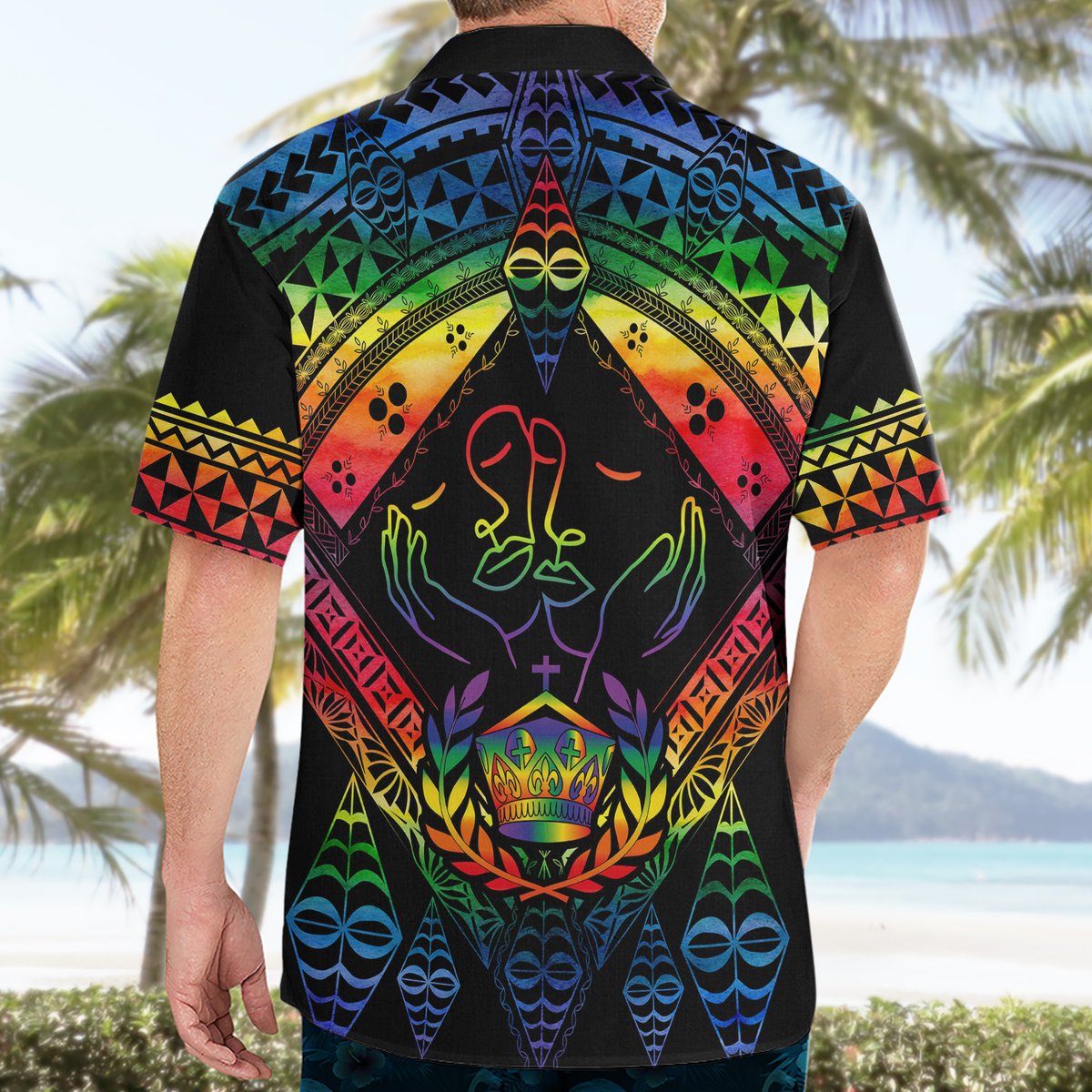 Tonga LGBT Hawaiian Shirt Love Is Love Ngatu Rainbow Water Color LT9 - Polynesian Pride