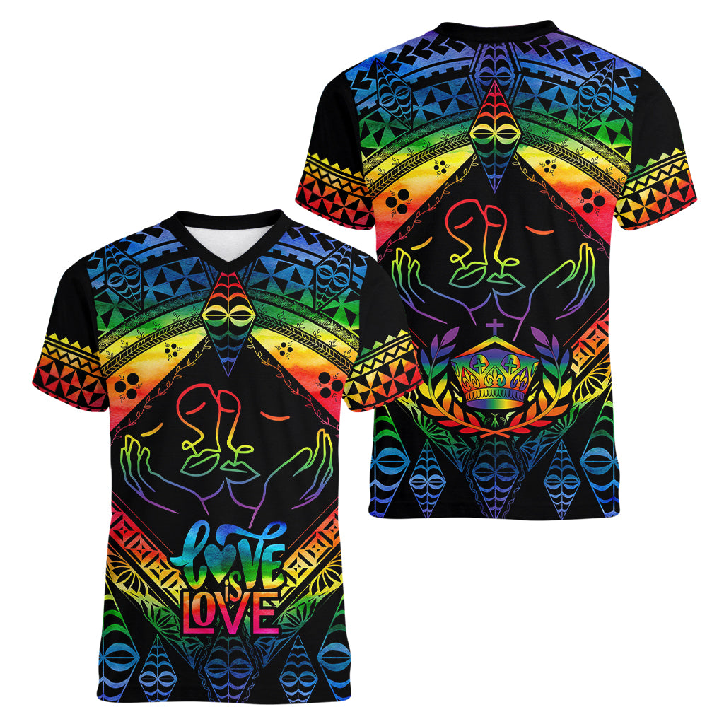 tonga-lgbt-women-v-neck-t-shirt-love-is-love-ngatu-rainbow-water-color