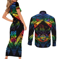 personalised-tonga-lgbt-couples-matching-short-sleeve-bodycon-dress-and-long-sleeve-button-shirts-love-is-love-ngatu-rainbow-water-color