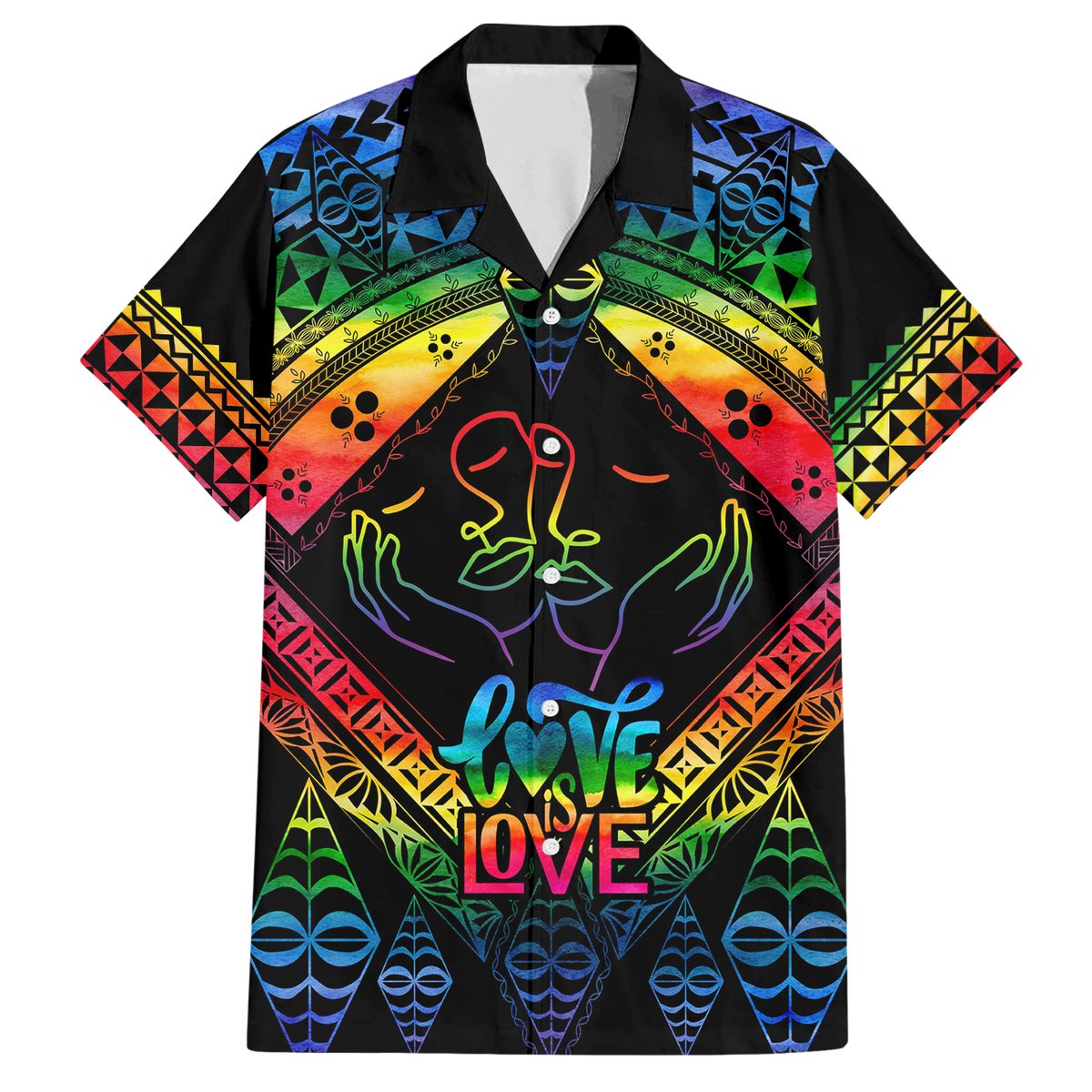 personalised-tonga-lgbt-hawaiian-shirt-love-is-love-ngatu-rainbow-water-color