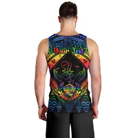 Personalised Tonga LGBT Men Tank Top Love Is Love Ngatu Rainbow Water Color LT9 - Polynesian Pride