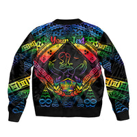 Personalised Tonga LGBT Sleeve Zip Bomber Jacket Love Is Love Ngatu Rainbow Water Color LT9 - Polynesian Pride