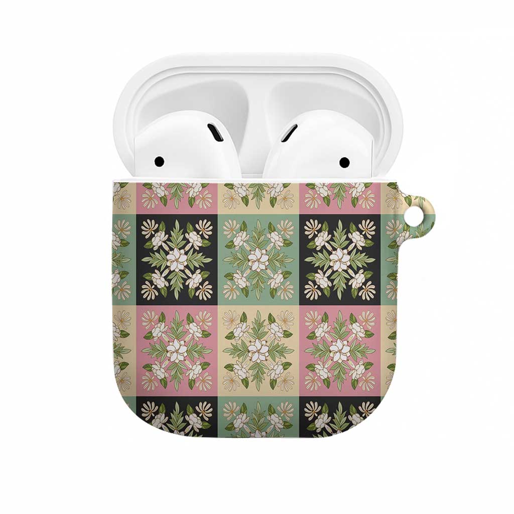 Seamless Pattern Maile and Pikake Lei AirPods Case Squares Maile Leaf LT9 Green - Polynesian Pride