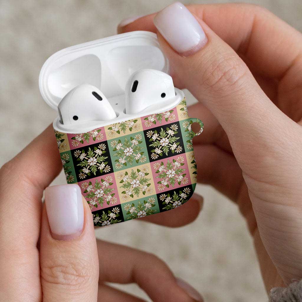 Seamless Pattern Maile and Pikake Lei AirPods Case Squares Maile Leaf LT9 - Polynesian Pride