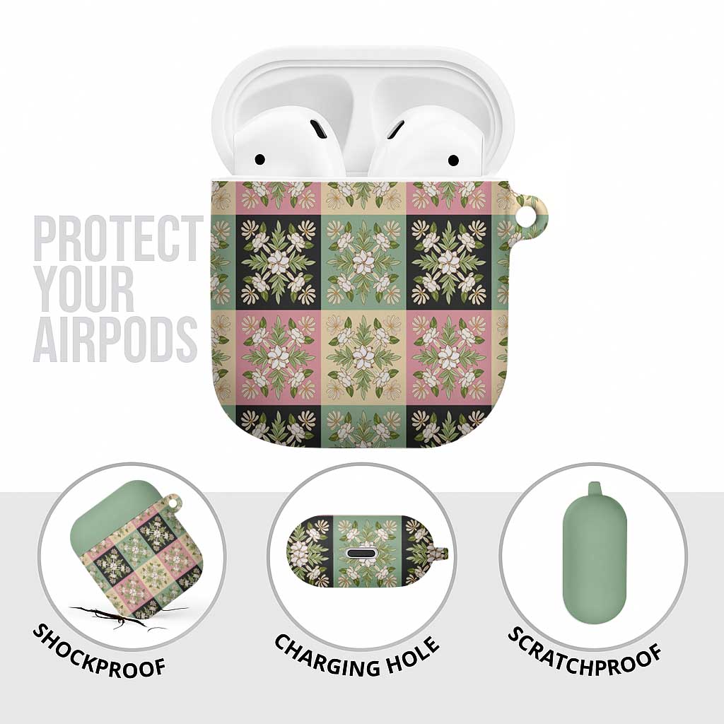 Seamless Pattern Maile and Pikake Lei AirPods Case Squares Maile Leaf LT9 - Polynesian Pride