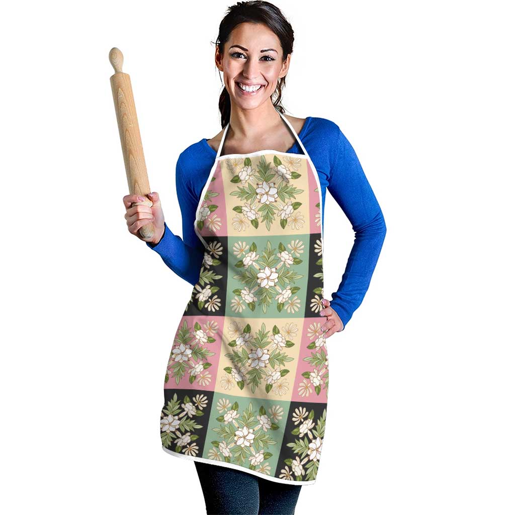Seamless Pattern Maile and Pikake Lei Apron Squares Maile Leaf LT9 - Polynesian Pride