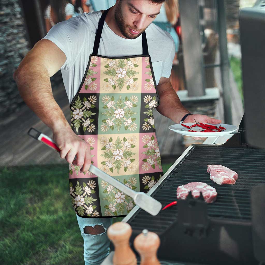 Seamless Pattern Maile and Pikake Lei Apron Squares Maile Leaf LT9 - Polynesian Pride