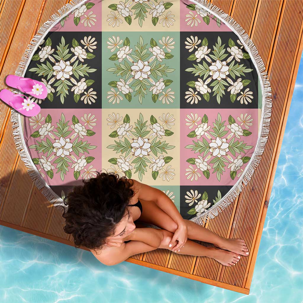 Seamless Pattern Maile and Pikake Lei Beach Blanket Squares Maile Leaf LT9 - Polynesian Pride
