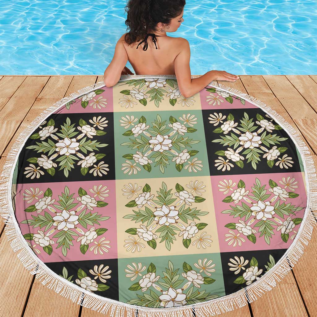 Seamless Pattern Maile and Pikake Lei Beach Blanket Squares Maile Leaf LT9 - Polynesian Pride