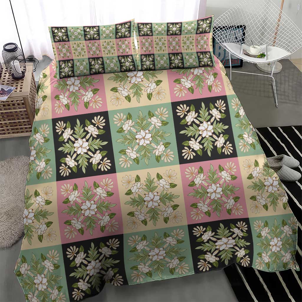 Seamless Pattern Maile and Pikake Lei Bedding Set Squares Maile Leaf - Polynesian Pride