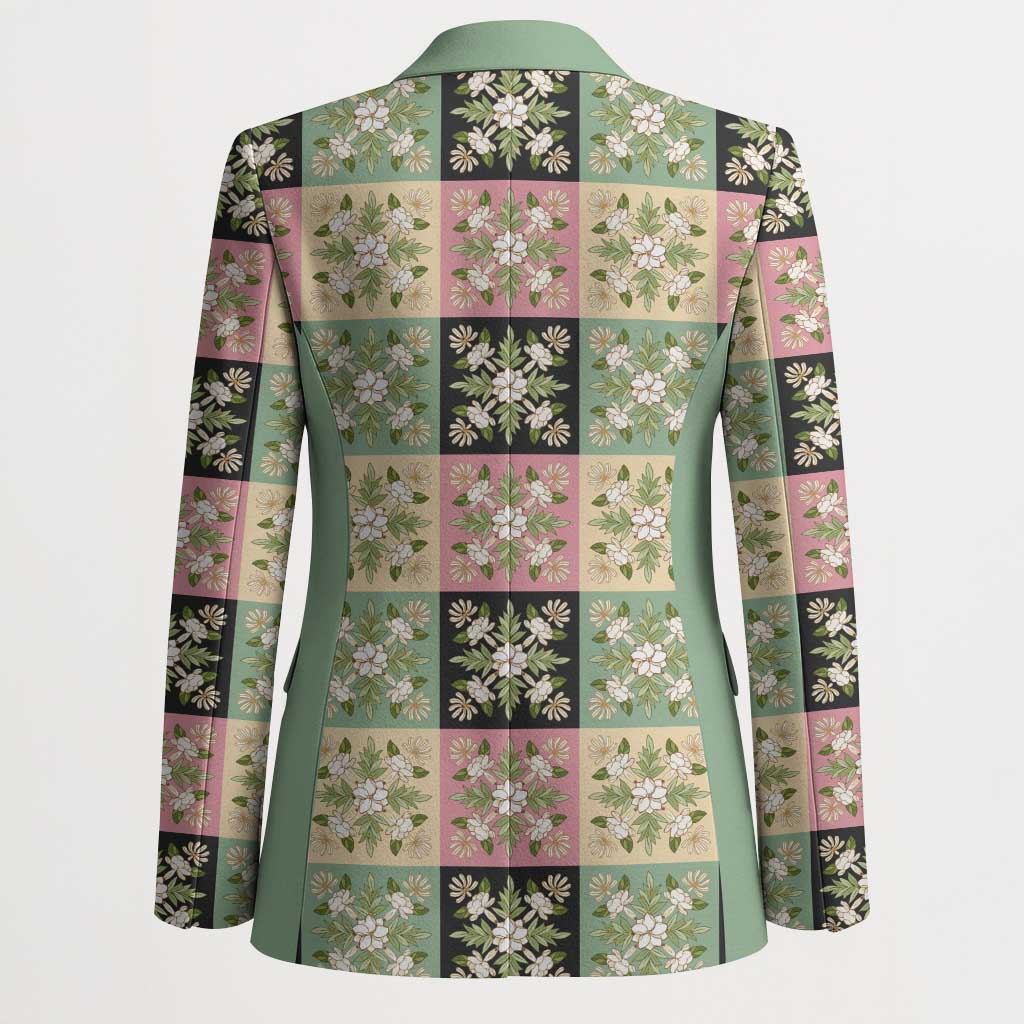 Seamless Pattern Maile and Pikake Lei Blazer Squares Maile Leaf LT9 - Polynesian Pride