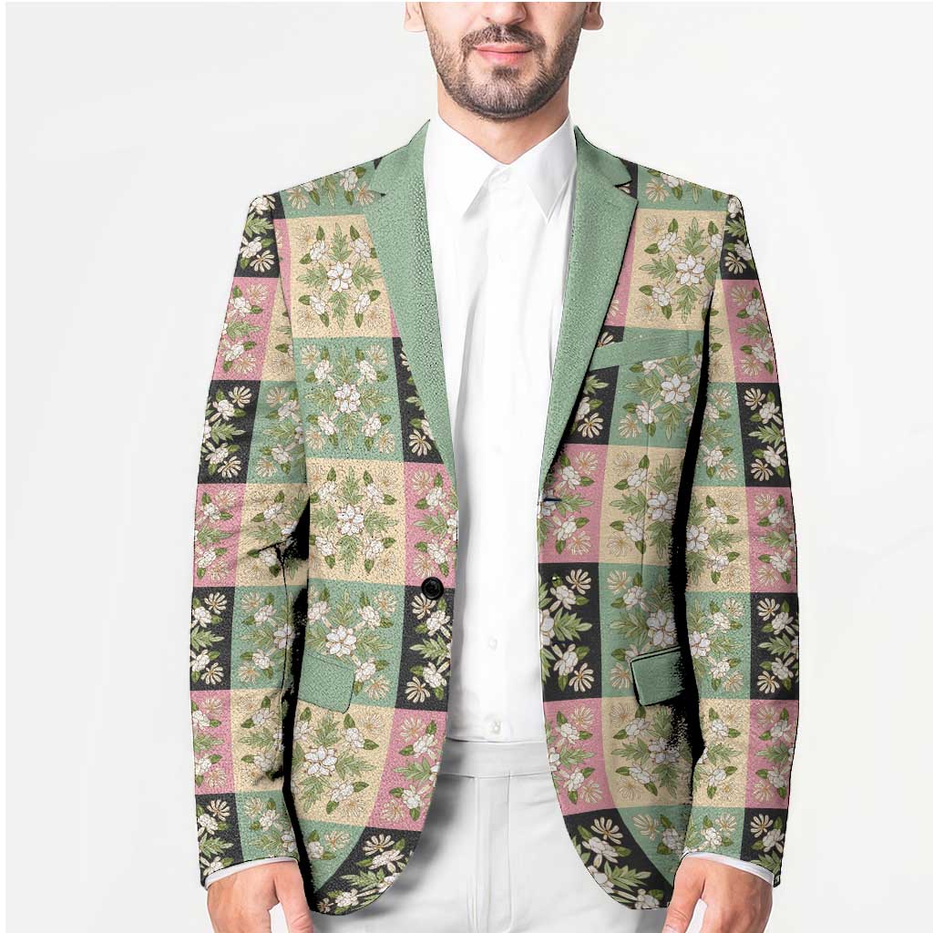 Seamless Pattern Maile and Pikake Lei Blazer Squares Maile Leaf LT9 - Polynesian Pride