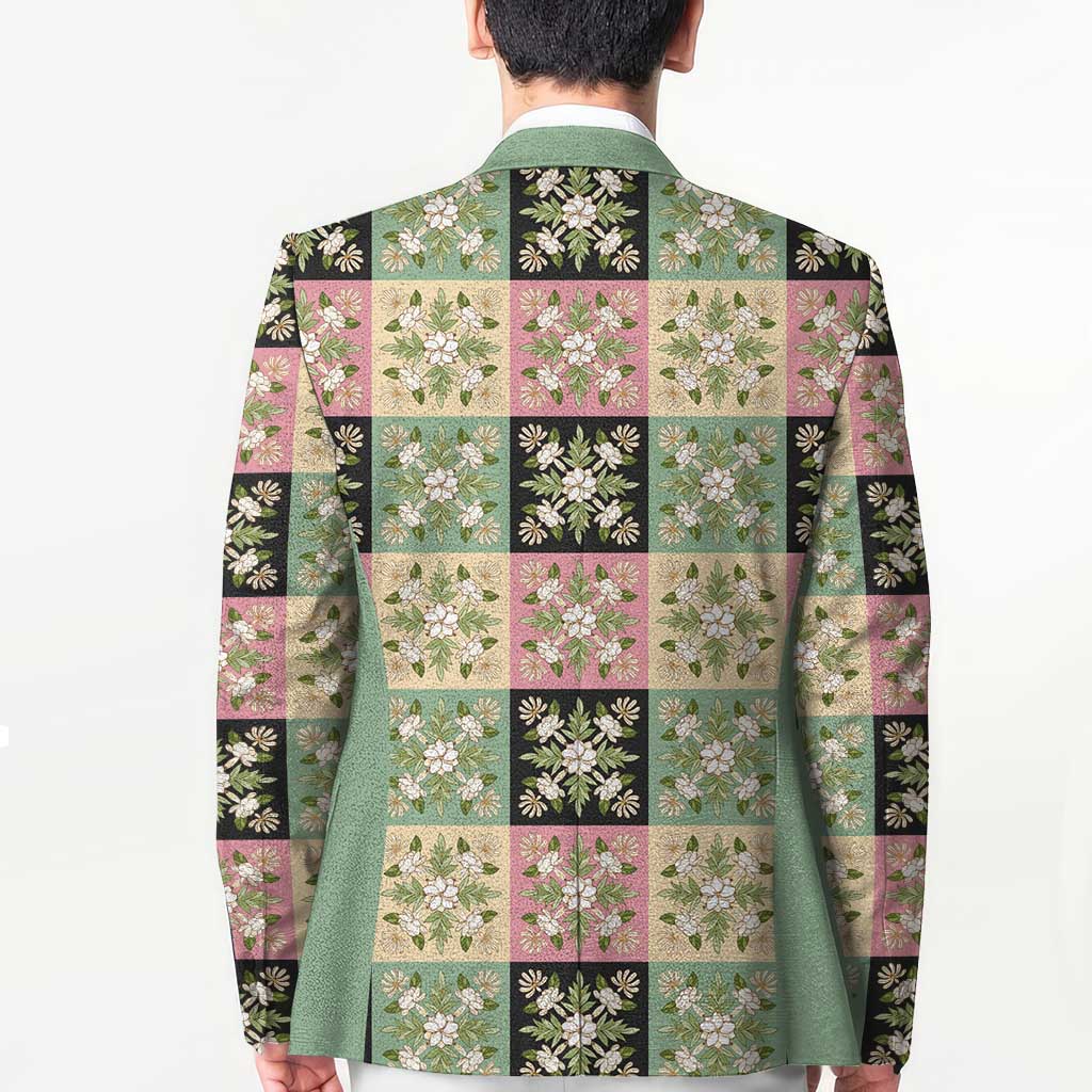 Seamless Pattern Maile and Pikake Lei Blazer Squares Maile Leaf LT9 - Polynesian Pride