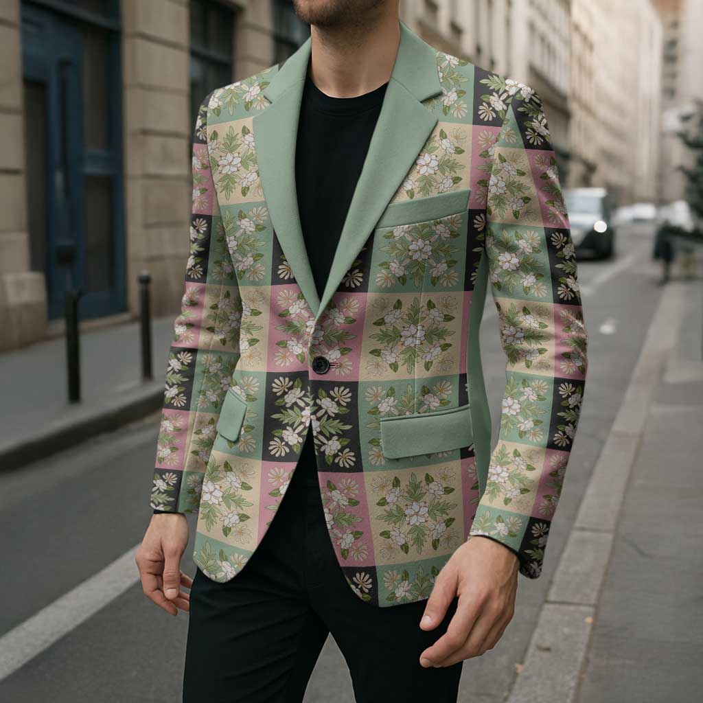 Seamless Pattern Maile and Pikake Lei Blazer Squares Maile Leaf LT9 - Polynesian Pride