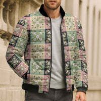 Seamless Pattern Maile and Pikake Lei Bomber Puffer Jacket Squares Maile Leaf LT9 - Polynesian Pride