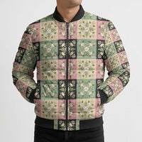 Seamless Pattern Maile and Pikake Lei Bomber Puffer Jacket Squares Maile Leaf LT9 - Polynesian Pride
