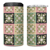 Seamless Pattern Maile and Pikake Lei 4 in 1 Can Cooler Tumbler Squares Maile Leaf LT9 One Size: 16 oz Green - Polynesian Pride