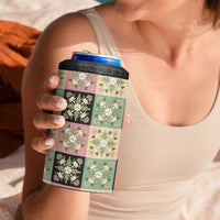 Seamless Pattern Maile and Pikake Lei 4 in 1 Can Cooler Tumbler Squares Maile Leaf LT9 - Polynesian Pride