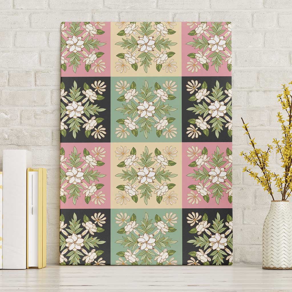 Seamless Pattern Maile and Pikake Lei Canvas Wall Art Squares Maile Leaf LT9 Without Frame Green - Polynesian Pride