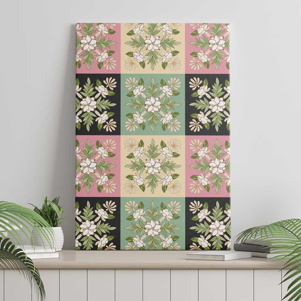 Seamless Pattern Maile and Pikake Lei Canvas Wall Art Squares Maile Leaf LT9 - Polynesian Pride