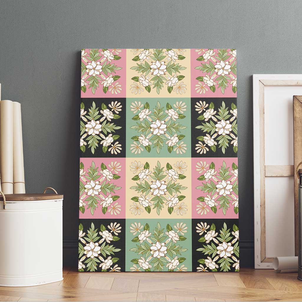 Seamless Pattern Maile and Pikake Lei Canvas Wall Art Squares Maile Leaf LT9 - Polynesian Pride