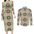 Seamless Pattern Maile and Pikake Lei Couples Matching Long Sleeve Bodycon Dress and Long Sleeve Button Shirt Squares Maile Leaf - Polynesian Pride