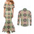 Seamless Pattern Maile and Pikake Lei Couples Matching Mermaid Dress and Long Sleeve Button Shirt Squares Maile Leaf - Polynesian Pride
