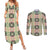 Seamless Pattern Maile and Pikake Lei Couples Matching Summer Maxi Dress and Long Sleeve Button Shirt Squares Maile Leaf - Polynesian Pride