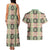 Seamless Pattern Maile and Pikake Lei Couples Matching Tank Maxi Dress and Hawaiian Shirt Squares Maile Leaf - Polynesian Pride