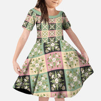 Seamless Pattern Maile and Pikake Lei Family Matching Mermaid Dress and Hawaiian Shirt Squares Maile Leaf - Polynesian Pride