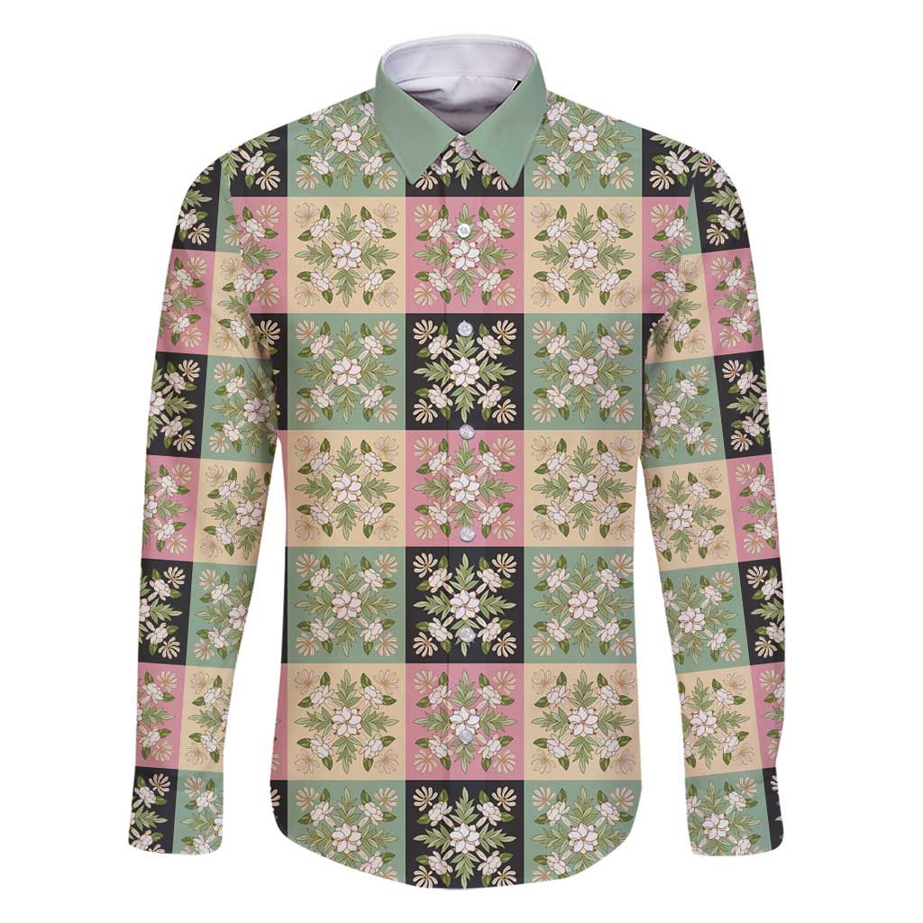 Seamless Pattern Maile and Pikake Lei Family Matching Mermaid Dress and Hawaiian Shirt Squares Maile Leaf - Polynesian Pride